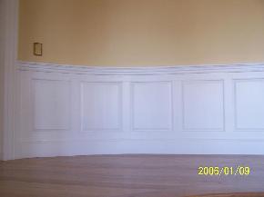 Custom raised-panel wainscotting